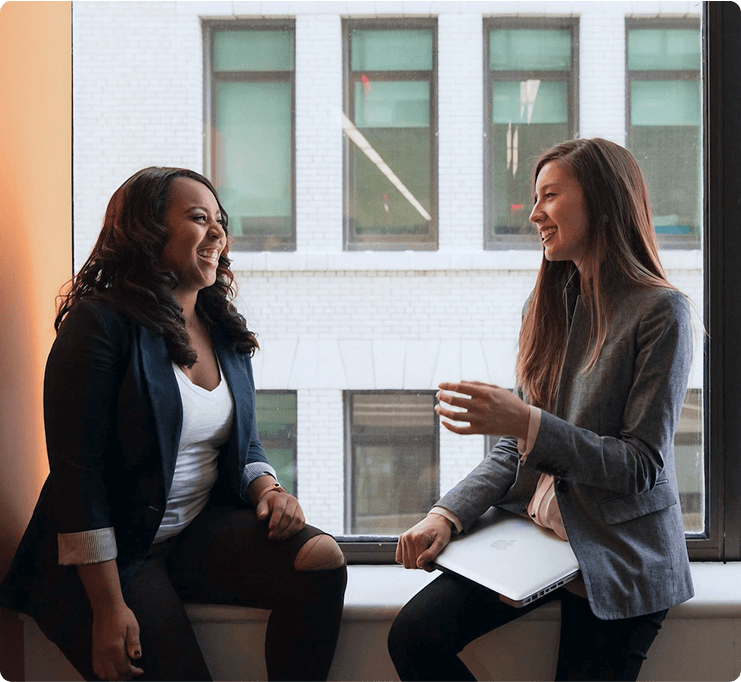 Two people discussing affiliate program